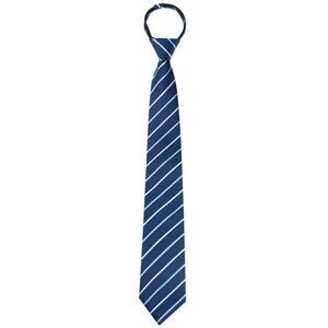 Zipper Tie Pre-Tied Patterned Necktie Adjustable Neck Ties Navy Blue -3